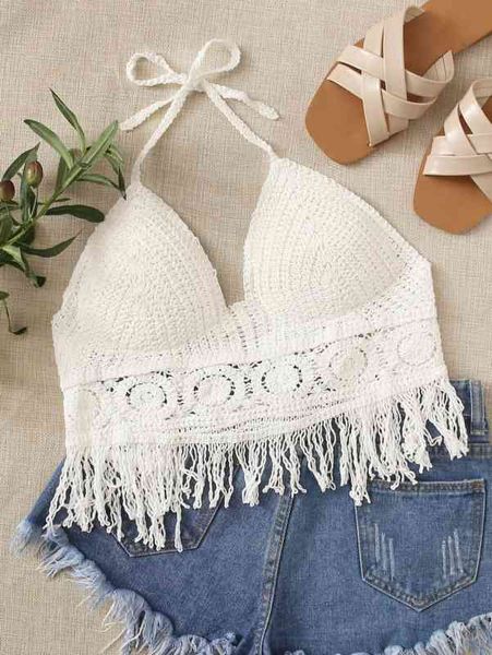 knot fringe halter hem shein womens casual v neck ribbed knit overlap front crop cami top, White
knot fringe halter hem shein womens casual v neck ribbed knit overlap front crop cami top, White