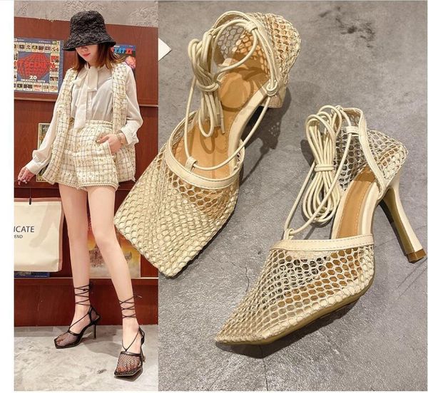 sandals european and american foreign trade fashion thin heel mesh breathable hollow strap high women's, Black
sandals european and american foreign trade fashion thin heel mesh breathable hollow strap high women's, Black