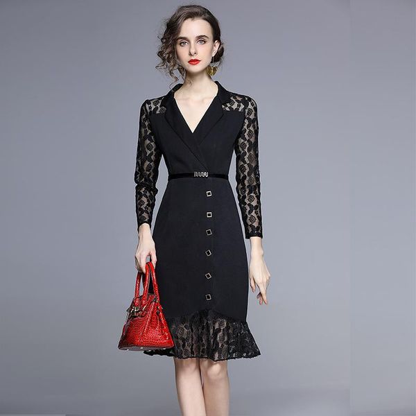 casual dresses spring designers elegant office lady blazer dress long sleeve woman clothes hollow lace patchwork robe femme party vesti, Black;gray
casual dresses spring designers elegant office lady blazer dress long sleeve woman clothes hollow lace patchwork robe femme party vesti, Black;gray
