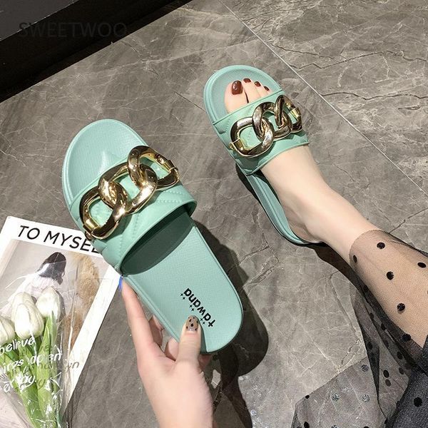 slippers women metal chain open toe candy colors flat platform casual slide ladies summer beach flip flops, Black
slippers women metal chain open toe candy colors flat platform casual slide ladies summer beach flip flops, Black