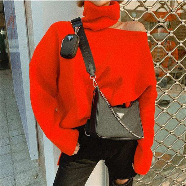 women's sweaters ins korean style chic design turtleneck all-match sweater for ladies elegant fashion special off-shoulder 2021, White;black
women's sweaters ins korean style chic design turtleneck all-match sweater for ladies elegant fashion special off-shoulder 2021, White;black