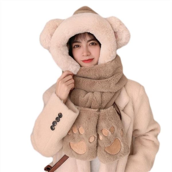 berets 066c winter women novelty plush hat cute bear ear casual scarf gloves set present for girls, Blue;gray
berets 066c winter women novelty plush hat cute bear ear casual scarf gloves set present for girls, Blue;gray