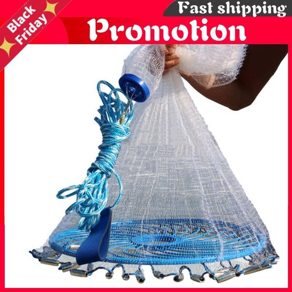 fishing accessories deep hole cast net iron pendant with blue ring diameter 240cm 480cm 720cm american style small mesh