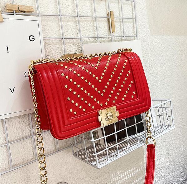ladies summer fashion trend rivet chain shoulder messenger bag portable small square bags
ladies summer fashion trend rivet chain shoulder messenger bag portable small square bags
