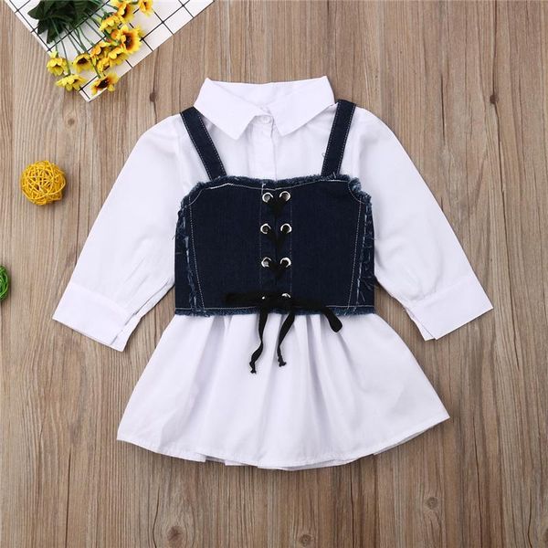 clothing sets baby girls dress princess casual shirt + denim vest long sleeve party fashion dresses clothes 2pcs outfits, White
clothing sets baby girls dress princess casual shirt + denim vest long sleeve party fashion dresses clothes 2pcs outfits, White