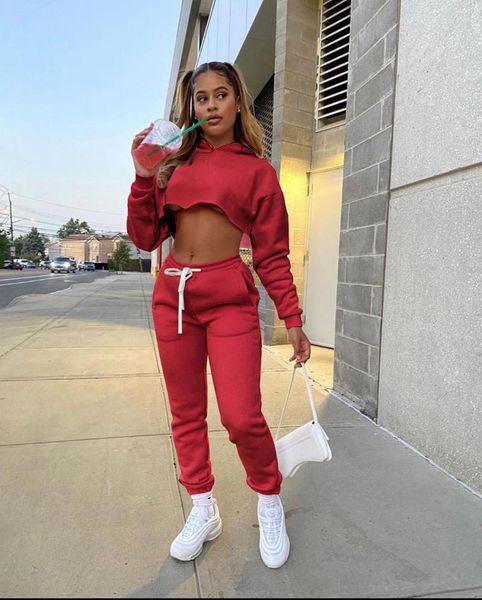 women's two piece pants autumn clothes set pure color two-piece thickening fleece leisure suits short hoodies+drawstring waist trousers, White
women's two piece pants autumn clothes set pure color two-piece thickening fleece leisure suits short hoodies+drawstring waist trousers, White
