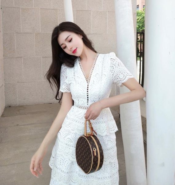 a line v neck women elegant layers ruffles summer short sleeve cake dresses casual slim white lace dress, Black;gray
a line v neck women elegant layers ruffles summer short sleeve cake dresses casual slim white lace dress, Black;gray
