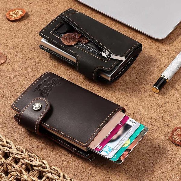 card holders bussiness holder wallet men metal rfid vintage aluminium crazy horse leather bank up cardholder case coin purse, Brown;gray
card holders bussiness holder wallet men metal rfid vintage aluminium crazy horse leather bank up cardholder case coin purse, Brown;gray