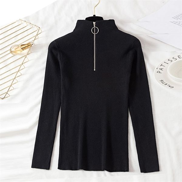 fashion zipper half turtleneck elastic knitwear women korean style 9 colors skinny knitted pullovers solid base jumper 210522, White;black
fashion zipper half turtleneck elastic knitwear women korean style 9 colors skinny knitted pullovers solid base jumper 210522, White;black
