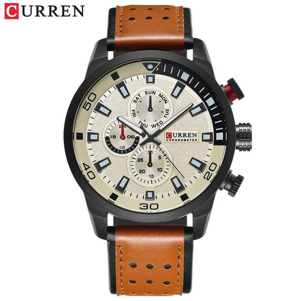 wristwatches curren casual wrist watch analog military sports men leather strap quartz male clock relogio masculino reloj hombre, Slivery;brown
wristwatches curren casual wrist watch analog military sports men leather strap quartz male clock relogio masculino reloj hombre, Slivery;brown