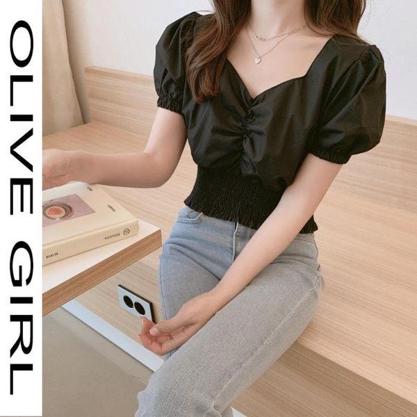 women's blouses & shirts women french style summer chiffon blouse elegant retro crop casual puff sleeve short slim fit korean 2021, White
women's blouses & shirts women french style summer chiffon blouse elegant retro crop casual puff sleeve short slim fit korean 2021, White