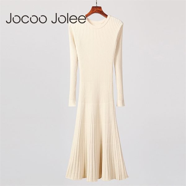 women autumn winter sleeve o neck solid slim knitted korean ribbed sweater a line vintage long dress 210416, Black;gray
women autumn winter sleeve o neck solid slim knitted korean ribbed sweater a line vintage long dress 210416, Black;gray