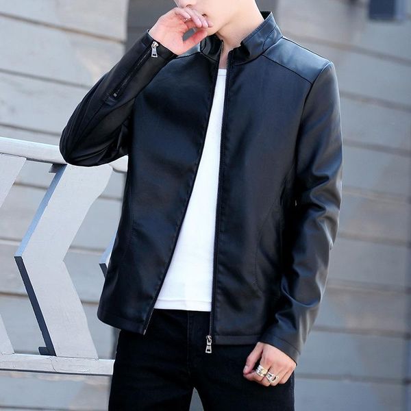 men's jackets 2021 pu leather jacket solid long sleeve stand collar zipper spring autumn vintage decor male slim coat, Black;brown
men's jackets 2021 pu leather jacket solid long sleeve stand collar zipper spring autumn vintage decor male slim coat, Black;brown