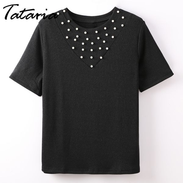tataria causal women t-shirt feminine summer womens clothing regular fit and tees pearl beading short sleeve tee shirt 210514, White
tataria causal women t-shirt feminine summer womens clothing regular fit and tees pearl beading short sleeve tee shirt 210514, White