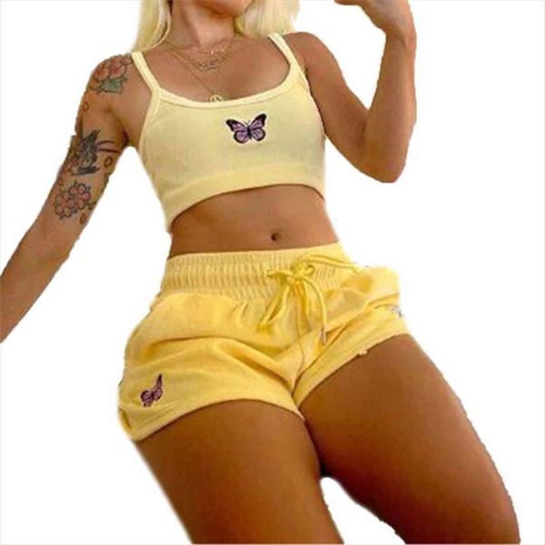 cropped tank shirt womenpant high waist shorts lace up casual run elastic sports butterfly suit, White
cropped tank shirt womenpant high waist shorts lace up casual run elastic sports butterfly suit, White