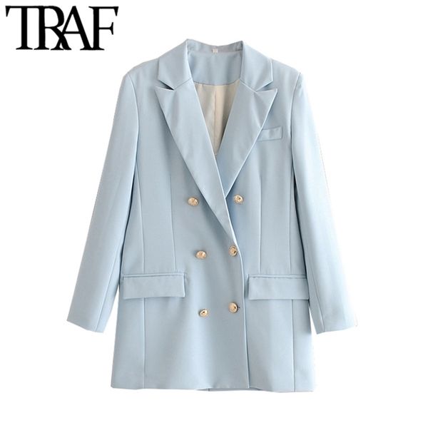 traf women fashion office wear double breasted blazer coat vintage long sleeve back vents female outerwear chic 210930, White;black
traf women fashion office wear double breasted blazer coat vintage long sleeve back vents female outerwear chic 210930, White;black
