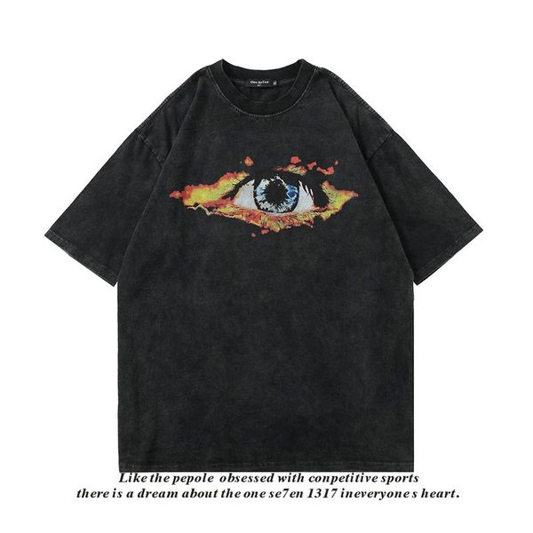 men's t-shirts american fashion wear brand high street short sleeve burning eyes washed worn pullover t-shirt hip hop casual half man, White;black
men's t-shirts american fashion wear brand high street short sleeve burning eyes washed worn pullover t-shirt hip hop casual half man, White;black
