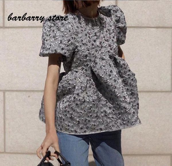 women's t-shirt summer french design puff sleeve fashion round neck color matching short shirt back lace up pullover plus size, White
women's t-shirt summer french design puff sleeve fashion round neck color matching short shirt back lace up pullover plus size, White