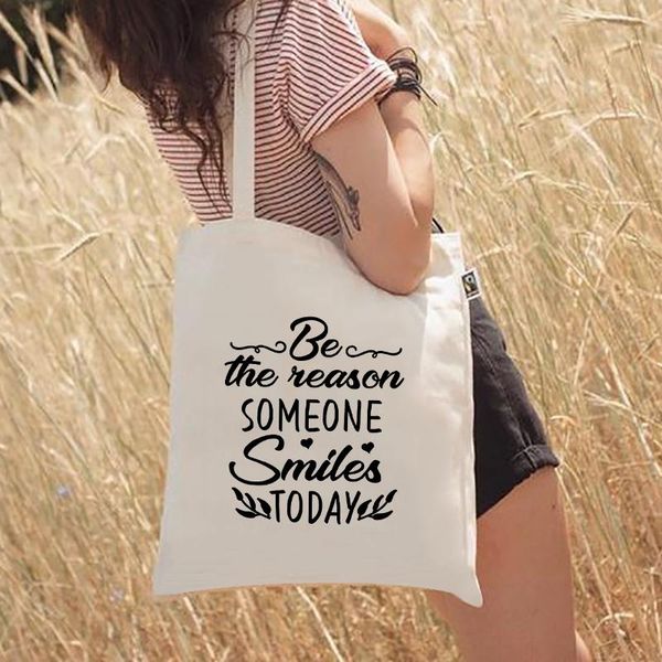 be the reason someone smiles today canvas tote bag for women graphic inspirational shoulder female grocery shopping cross body
be the reason someone smiles today canvas tote bag for women graphic inspirational shoulder female grocery shopping cross body