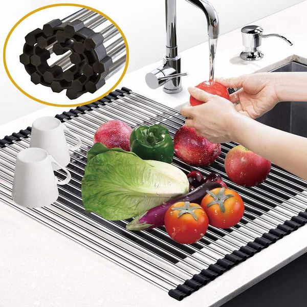foldable dish drying rack kitchen silicone roll up drainer sink stainless steel fruit vegetable organizer tray gadgets storage & organizatio
foldable dish drying rack kitchen silicone roll up drainer sink stainless steel fruit vegetable organizer tray gadgets storage & organizatio