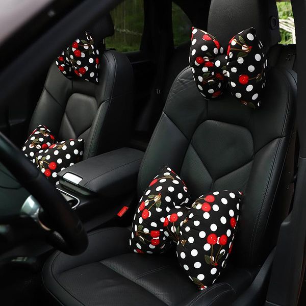 seat cushions car headrest cute bow cherry waist creative woman