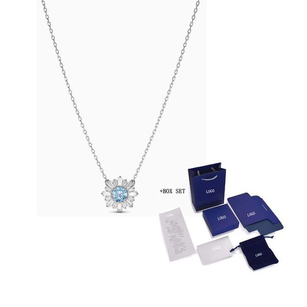 chains fashion jewelry swa sunshine pendant necklace sun flower shape blue crystal white chain women luxury gift, Silver
chains fashion jewelry swa sunshine pendant necklace sun flower shape blue crystal white chain women luxury gift, Silver