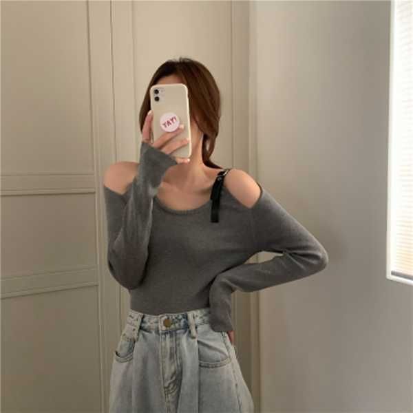 women's t-shirt 2021 clavicle secret machine built in fashion off shoulder bottom coat long sleeve, White
women's t-shirt 2021 clavicle secret machine built in fashion off shoulder bottom coat long sleeve, White