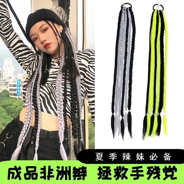 color twist ponytail thin wig strip dirty braid women's bandage fashion hip hop headwear, Black
color twist ponytail thin wig strip dirty braid women's bandage fashion hip hop headwear, Black
