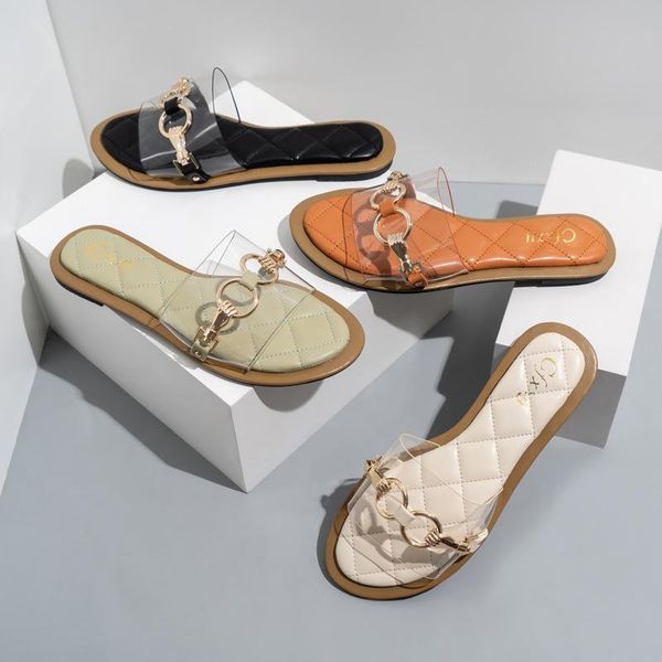 summer ladies shoes slides female sandals metal decoration flat heels pumps clear pvc luxury women's slippers, Black
summer ladies shoes slides female sandals metal decoration flat heels pumps clear pvc luxury women's slippers, Black