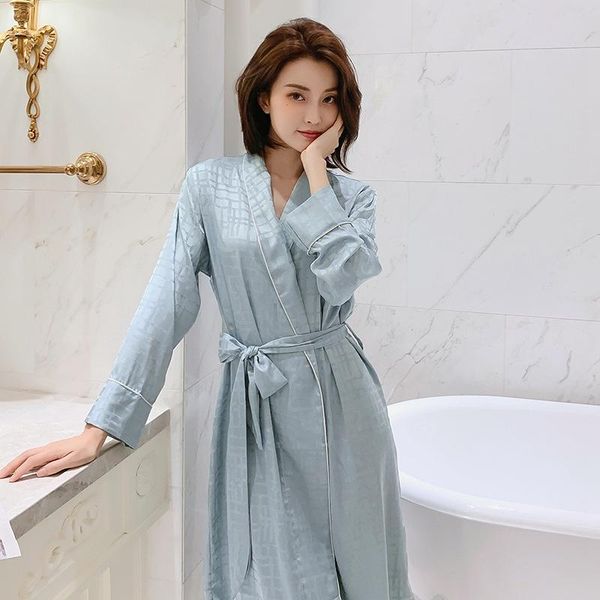 women's sleepwear blue women bathrobe gown kimono robe long sleeve satin homewear with pocket spring and summer nightwear, Black;red
women's sleepwear blue women bathrobe gown kimono robe long sleeve satin homewear with pocket spring and summer nightwear, Black;red