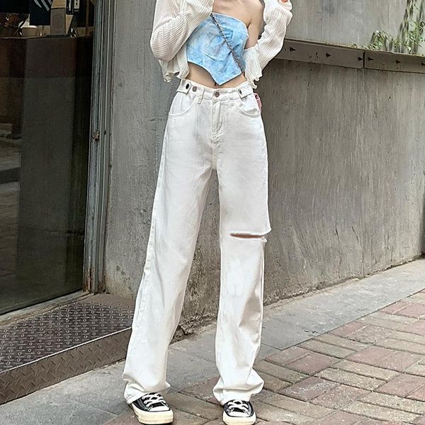 women's jeans summer for women 2021 korean version high waist perforated button adjustable straight pants show thin womenp's, Blue
women's jeans summer for women 2021 korean version high waist perforated button adjustable straight pants show thin womenp's, Blue