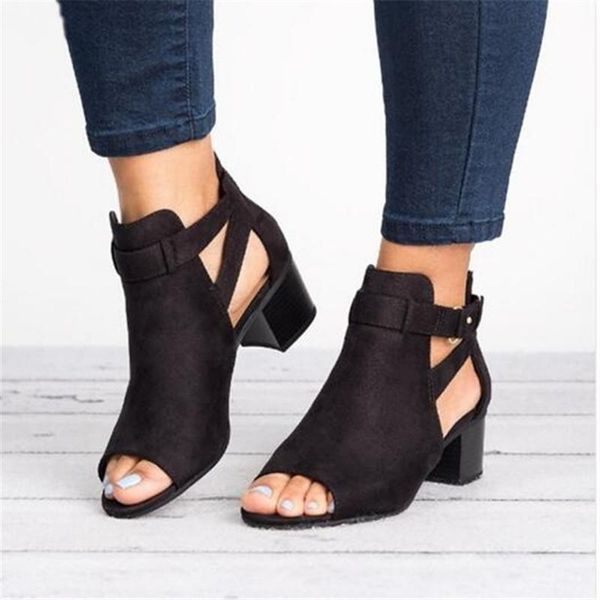 women large size thick high heel sandals female suede fish mouth side buckle shoes lady peep toe footwear, Black
women large size thick high heel sandals female suede fish mouth side buckle shoes lady peep toe footwear, Black