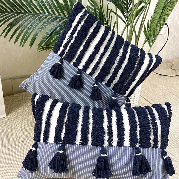 pillow case bohemian tassel cushion cover 45x45cm/30x50cm striped tufted pillowcase blue handmade home decoration for sofa living room bed
pillow case bohemian tassel cushion cover 45x45cm/30x50cm striped tufted pillowcase blue handmade home decoration for sofa living room bed