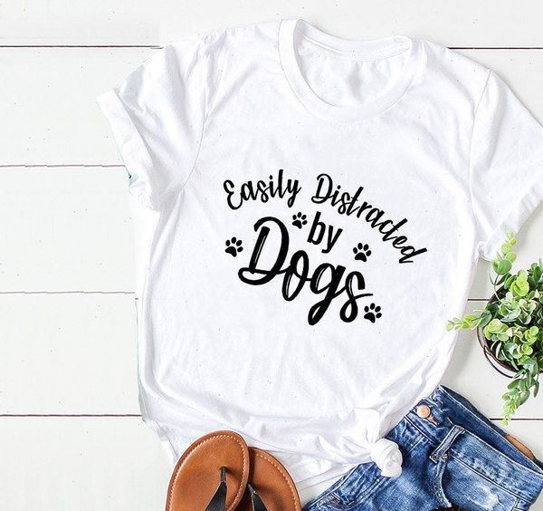 easily women distracted by dogs graphic t shirt paw print short sleeve funny shirts cute dog lover tee outfits, White
easily women distracted by dogs graphic t shirt paw print short sleeve funny shirts cute dog lover tee outfits, White