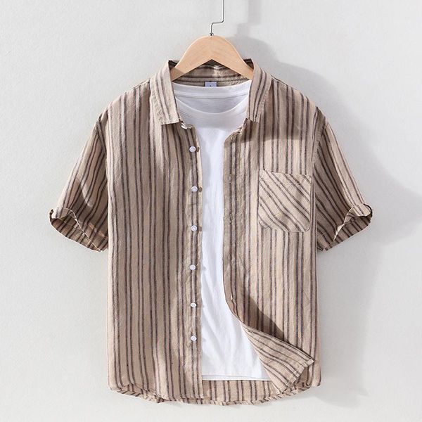 100% pure linen short sleeve shirt for men summer turn-down collar male casual fashion striped clothing men's shirts, White;black
100% pure linen short sleeve shirt for men summer turn-down collar male casual fashion striped clothing men's shirts, White;black