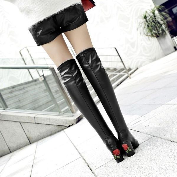 boots korean version over knee pointed thick high heels elastic embroidered flower women's large knight, Black
boots korean version over knee pointed thick high heels elastic embroidered flower women's large knight, Black