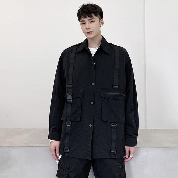 men's casual shirts male japan harajuku streetwear hip hop loose men ribbon pocket long sleeve cargo shirt, White;black
men's casual shirts male japan harajuku streetwear hip hop loose men ribbon pocket long sleeve cargo shirt, White;black