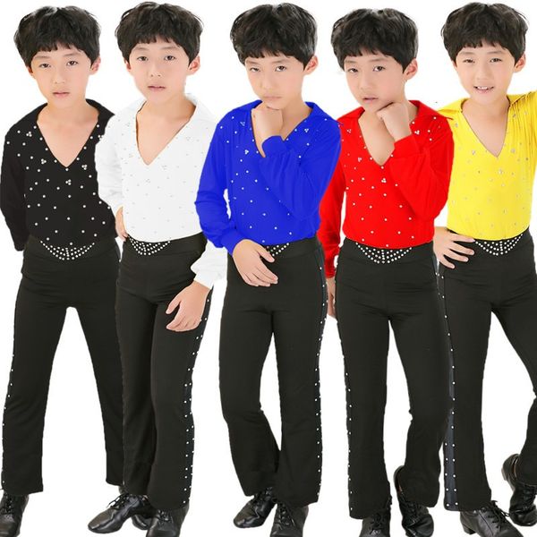 stage wear boy's latin dance shirt and pants classical ballroom dancing suit 5 colors 110-160cm wholesale 4xmf, Black;red
stage wear boy's latin dance shirt and pants classical ballroom dancing suit 5 colors 110-160cm wholesale 4xmf, Black;red