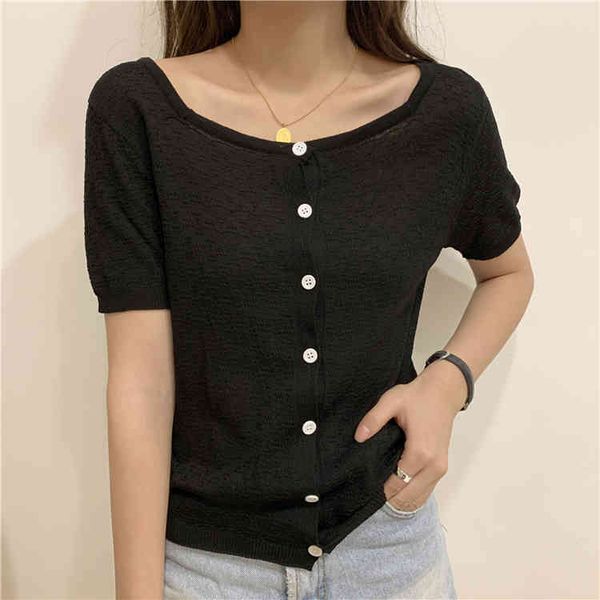 women's knitwear spring summer t-shirt thin cardigan short sleeve breasted knitted bottoming shirt 210512, White
women's knitwear spring summer t-shirt thin cardigan short sleeve breasted knitted bottoming shirt 210512, White