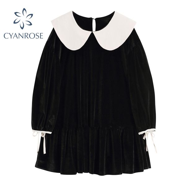 preppy style dress peter pan collar long sleeve lace up vintage loose casual crop dresses mujer korean stylish elegant vestidos 210417, Black;gray
preppy style dress peter pan collar long sleeve lace up vintage loose casual crop dresses mujer korean stylish elegant vestidos 210417, Black;gray