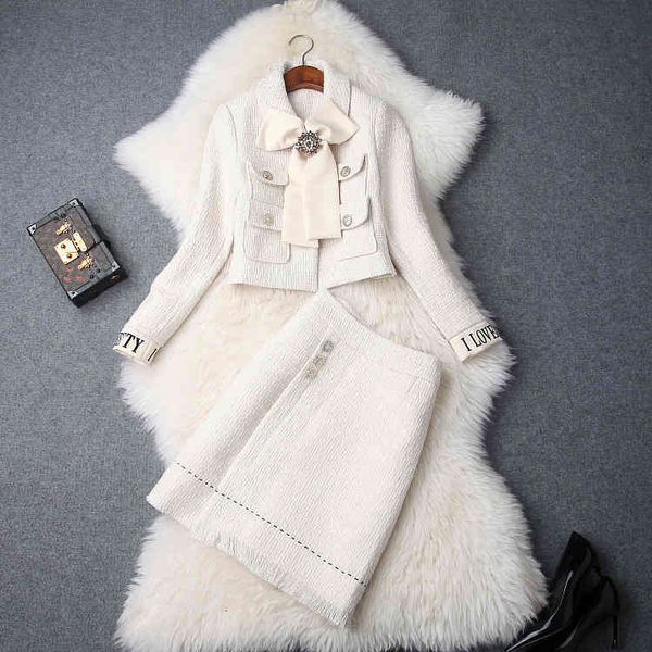 two piece dress european and american women's winter clothing bowknot long sleeve coat + fashion skirt tweed suit 9i03, White
two piece dress european and american women's winter clothing bowknot long sleeve coat + fashion skirt tweed suit 9i03, White