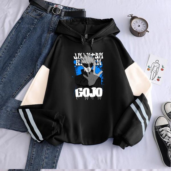 men's hoodies & sweatshirts funny anime jujutsu kaisen gojo satoru print patchwork hoody harajuku manga cartoon oversized streets clo, Black 
men's hoodies & sweatshirts funny anime jujutsu kaisen gojo satoru print patchwork hoody harajuku manga cartoon oversized streets clo, Black