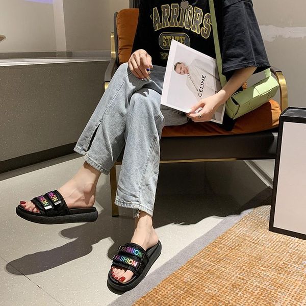 slippers summer thick soled fashion lazy casual comfortable versatile wear women's one-line beach sandals, Black
slippers summer thick soled fashion lazy casual comfortable versatile wear women's one-line beach sandals, Black