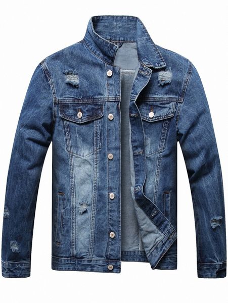 men ripped washed denim jacket j5az#, Blue
men ripped washed denim jacket j5az#, Blue