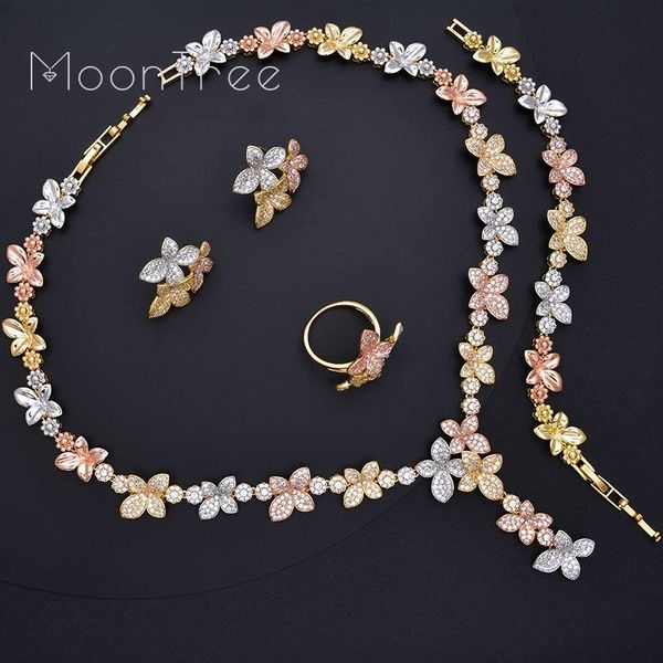 earrings & necklace moontree luxury delicate flower full cubic zirconia 3 tone copper women wedding bridal bracelet earring ring set, Silver
earrings & necklace moontree luxury delicate flower full cubic zirconia 3 tone copper women wedding bridal bracelet earring ring set, Silver