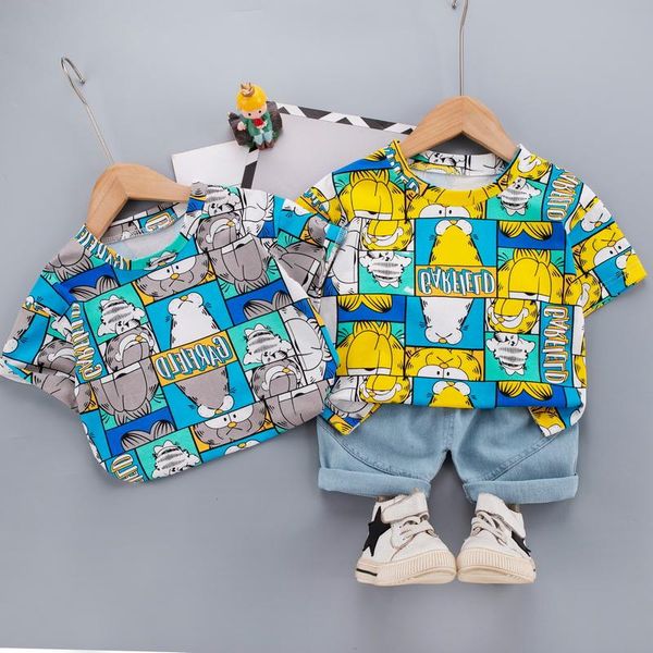 cool boy summer cotton dress with denim shorts fashion doodle short-sleeved t-shirt set kids pants suit clothing sets, White
cool boy summer cotton dress with denim shorts fashion doodle short-sleeved t-shirt set kids pants suit clothing sets, White
