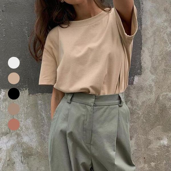 women's t-shirt katoenen vrouwen zomer nieuwe oversized solid casual loose tshirt koreaanse o nek vrouwelijke, White
women's t-shirt katoenen vrouwen zomer nieuwe oversized solid casual loose tshirt koreaanse o nek vrouwelijke, White