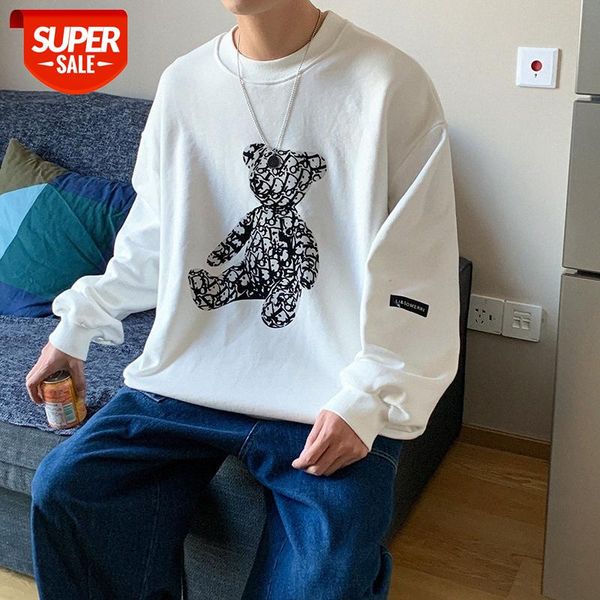 bear sweatshirt men's hoodless jacket korean style trend loose hong kong #gh8s, Black
bear sweatshirt men's hoodless jacket korean style trend loose hong kong #gh8s, Black