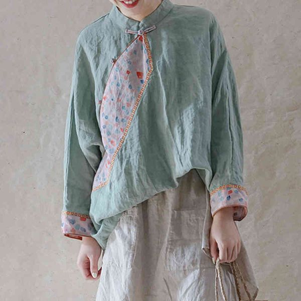 johnature women vintage ramie shirts and stand long sleeve blouses summer chinese style patchwork quality shirts 210521, White
johnature women vintage ramie shirts and stand long sleeve blouses summer chinese style patchwork quality shirts 210521, White