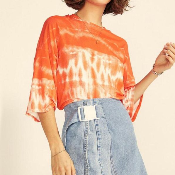 women's t-shirt ink-splash printing round neck loose, White
women's t-shirt ink-splash printing round neck loose, White